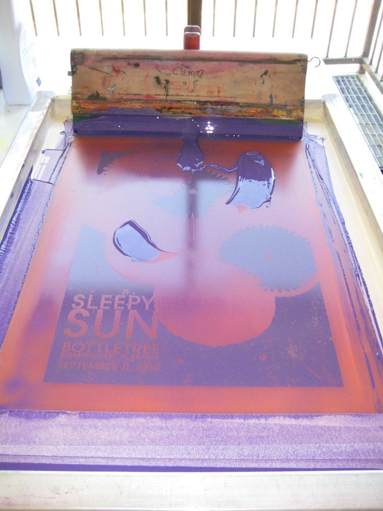 Rock gig poster - Sleepy Sun - hand screenprinted, limited edition silksccreen