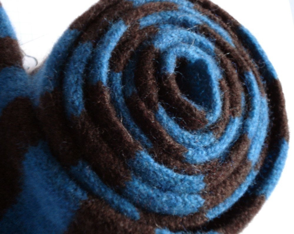 Skinny Felted Merino Lambswool Scarf in Teal and Chocolate