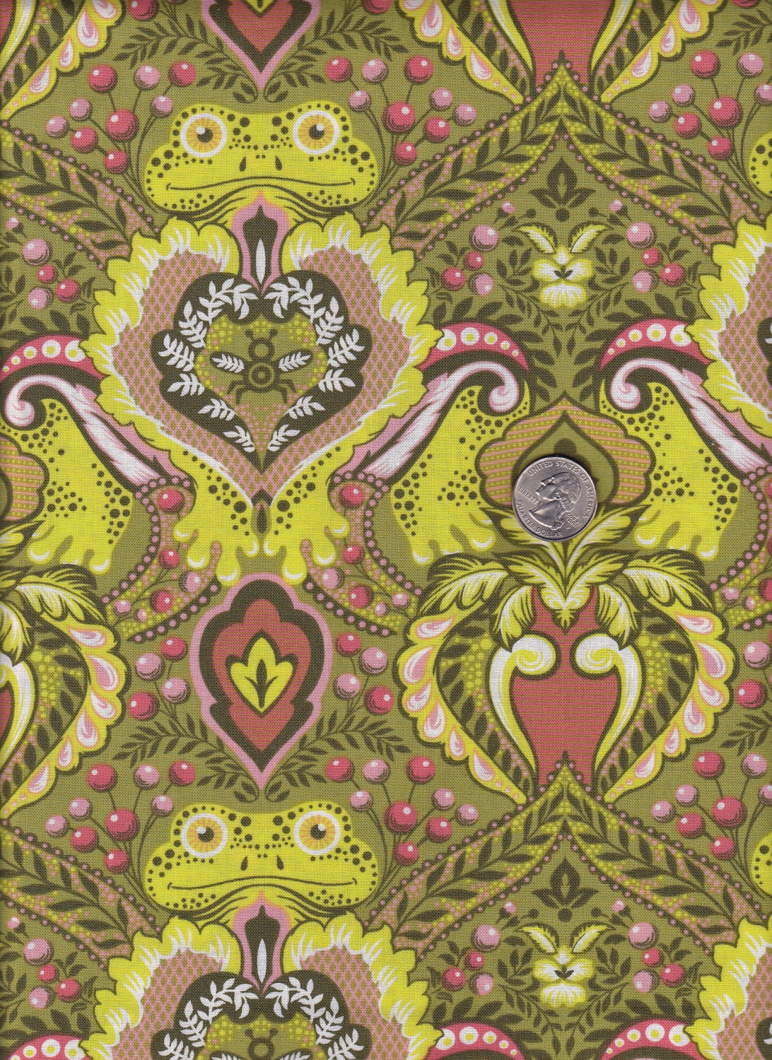 Half yard - Tula Pink Prince Charming - Frog Prince in Olive cotton quilt fabric - mineymo