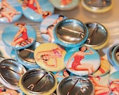 Set of 25 1" Button Party Favors - Pin Up Girls - Professional Quality One Inch