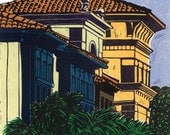 Printmaking LINOCUT RELIEF PRINT - Alexandria - Original Print Wall Art Wall Decor