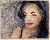 Original Collagraph Sinking In Woman in Bed in Water Printmaking DelPesco