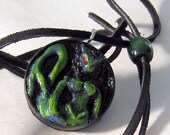 Resin Blue Green Cat Women Pendant Element WATER