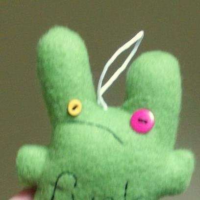 hangable little grumpy f.ck bunny, lime green
