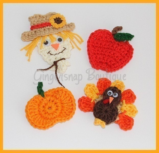 NEW LOWER PRICE  pdf Fall Embellishments Crochet Pattern Set
