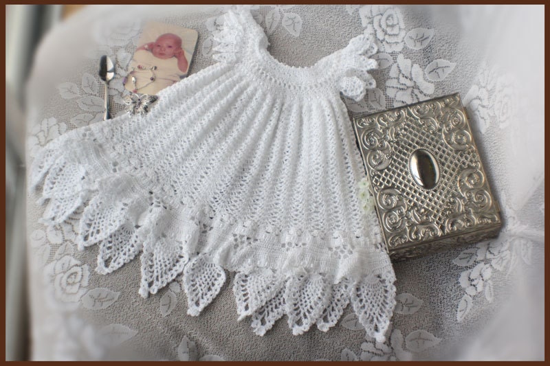 Celestial Christening Gown Crochet Pattern Sizes Newborn, 3 mos, 6 mos, 9 mos, 12 mos
