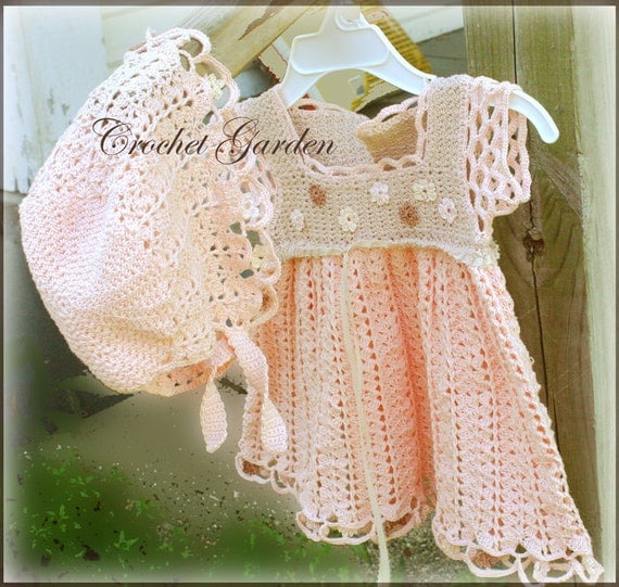 Garden Lullaby Crochet Dress Pattern Newborn Reborn 3  mos 6 mos 9 mos 12 mos
