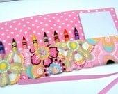 Crayon Roll - Crayola Crayons and Paper Pad - Flower Crystals