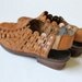 vintage 1970's SCALLOP EDGE woven perforated leather sandals