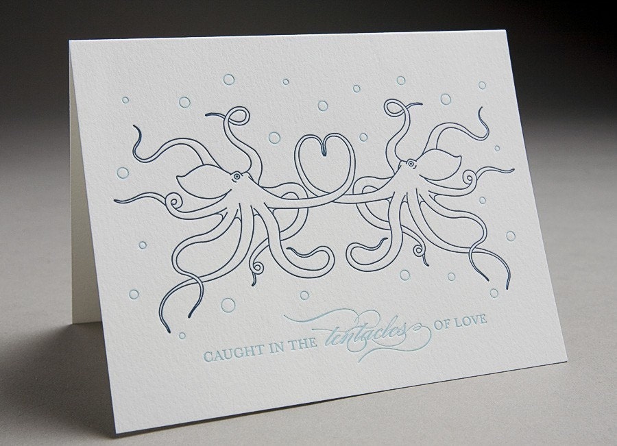 Octo Love - Letterpress Greeting Card