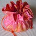 Jewelry Travel Tote Drawstring Pouch Pink Chinese Floral Brocade Satin Medium
