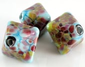 Lampwork Beads - XL Chunky Crystals Handmade Glass Beads 18mm - Blue, Gold, Pink, Purple - Mood Swings - SRA (Set of 3 Beads)
