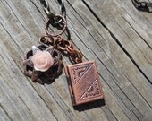 Resin Rose and Locket Necklace Vintage inspired  Reserved