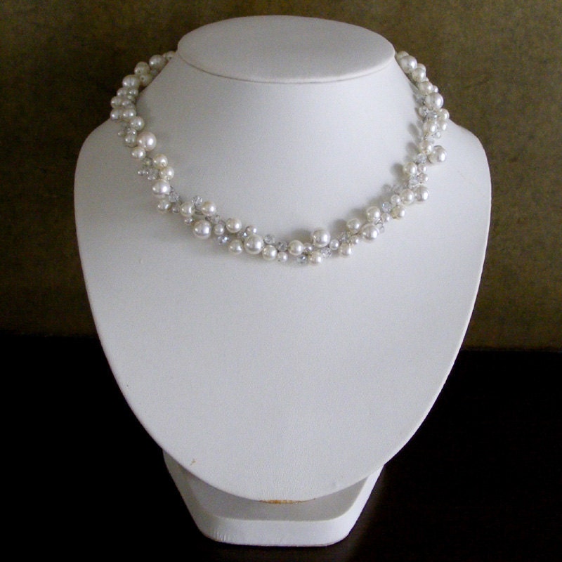 Bridal Pearl and Crystal Necklace