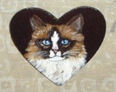 Ragamuffin Cat Hand Painted Pin Brooch FINAL SALE - daniellesoriginals Ragamuffin Cat Hand Painted Pin Brooch FINAL SALE - daniellesoriginals
