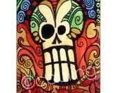 Sugar Skull - Day of the Dead / Dia De Los Meurtos ATC / Art Card / ACEO Print