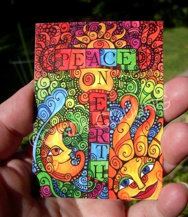 Sun and Moon Peace on Earth ACEO / ATC Print Magnet
