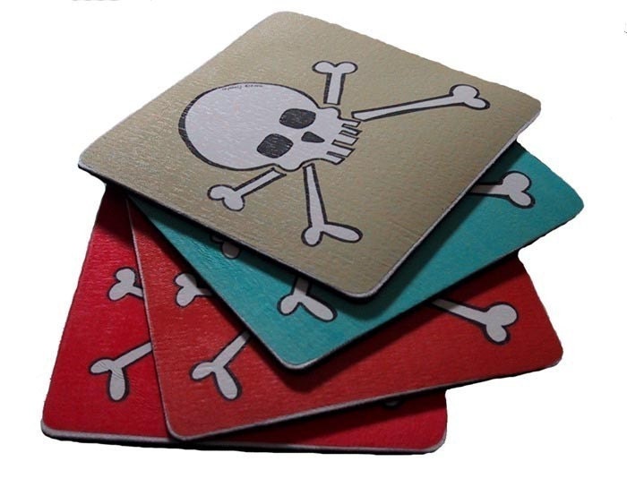 skull graphic mini-mousepad - lime green