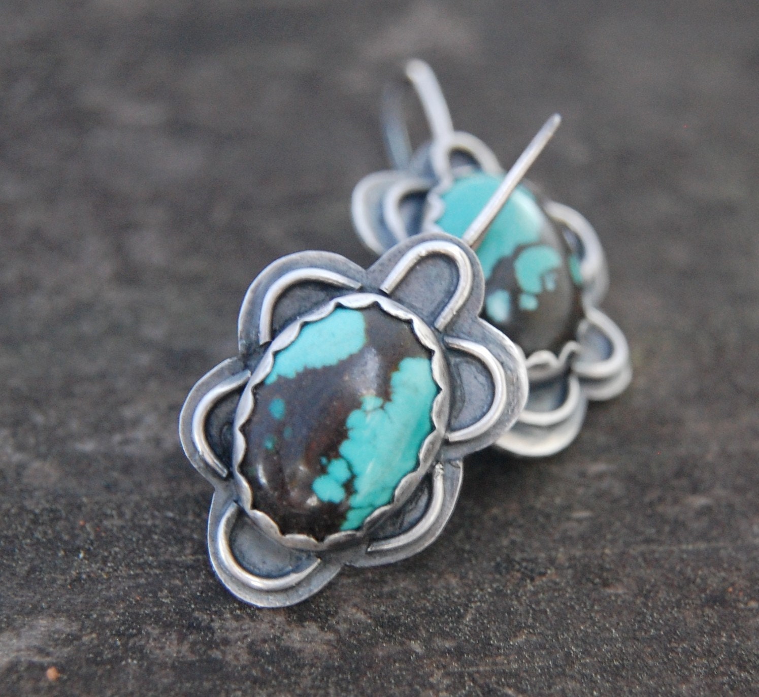 western bloom earrings - sterling silver and turquoise