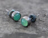 sterling silver and chrysoprase stud earrings
