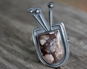 tulip cocktail ring - sterling silver and wild horse jasper