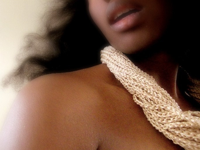 Gold Necklace. Cotton Crochet Jewelry. Grano de Oro. Semilla Semilla.