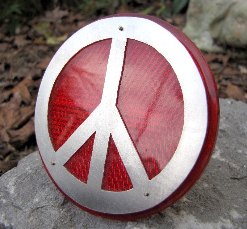 Red Bike Reflector, Lg Peace Sign