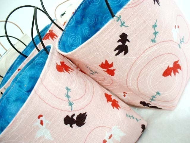 Small fabric container box - Japanese goldfishes -