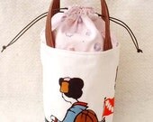 Drawstrings bag with handles - Kimono ladies -