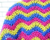 Baby Blanket/ Afghan - Boy or Girl. Blue, Pink, Green Ripple