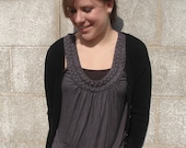 Black and Gray Crochet Headband with Ruffle Circle