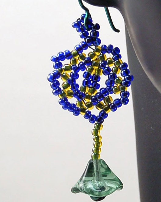 Ocean Flowers - Blue and Green Earrings