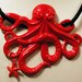Octopus Pendant Necklace Hand Painted Red and Black Valentine