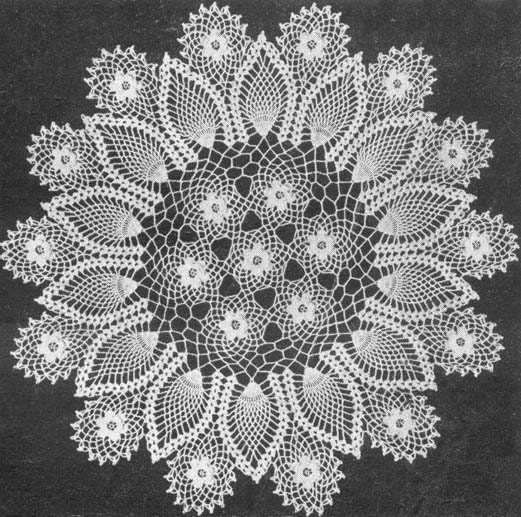 1953 Rose and Pineapple Doily Vintage Crochet Pattern PDF 195