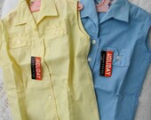 50s Vintage Rockabilly Shirt - Lemon Yellow Blouse - Girls XS XXS - New Old Stock - Summer Fashion - Extra Small