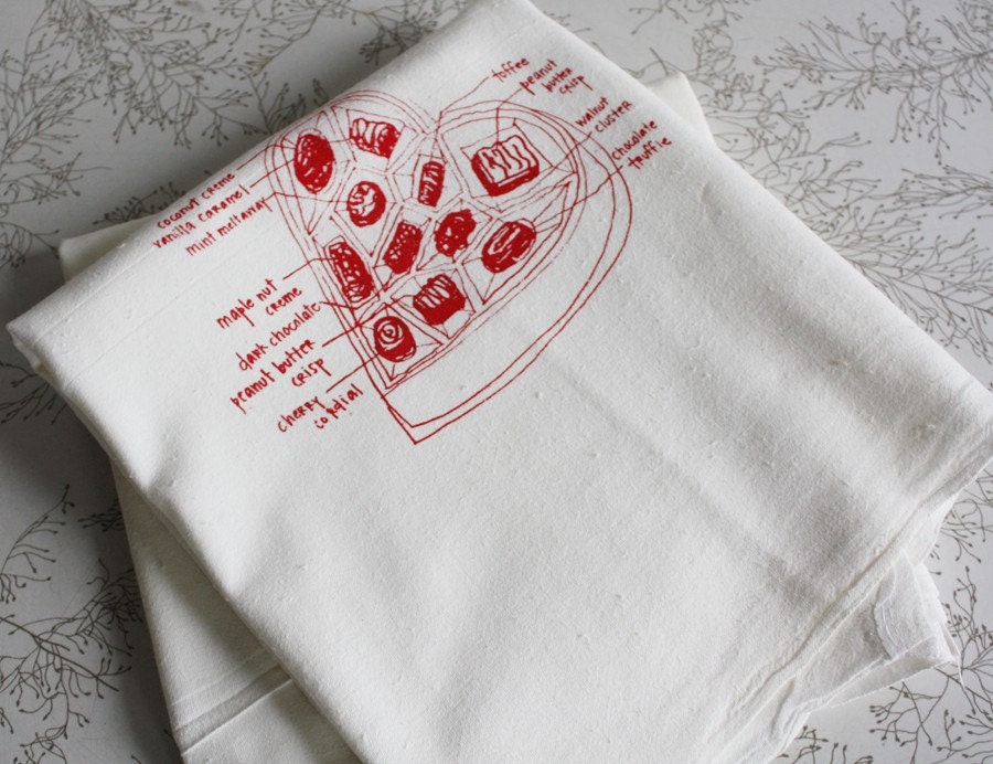 Sweet Heart Chocolates floursack tea towel