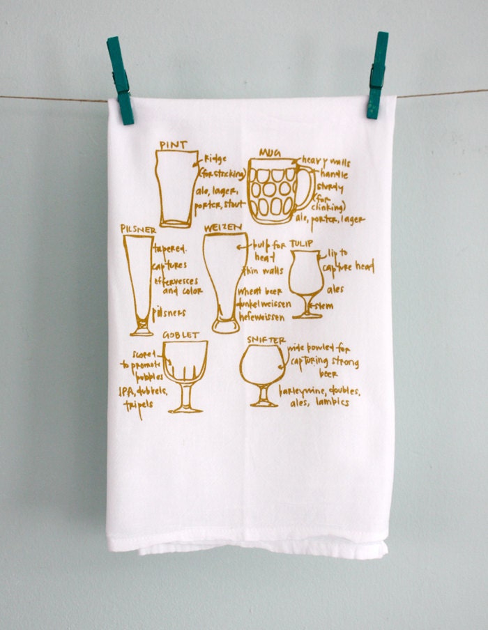 Beer Lover Glassware floursack tea towels - set of two