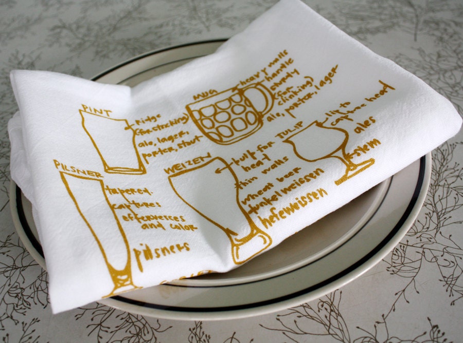 Beer Lover Glassware floursack tea towels - set of two