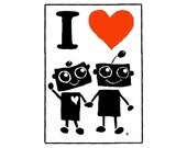 I Heart Robots, Flat Card 4.25x6 with envelope