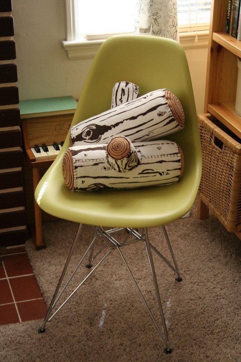 Birch Screen Printed Wool Log Pillow