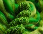 DANCE OF MONSOON textured tweed Merino roving or top for spinning 4 oz. Limited edition.
