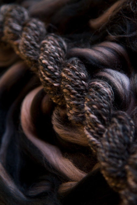 BEARCLAW semi solid textured tweed Merino roving or top for spinning or felting 4 oz. Limited Edition.