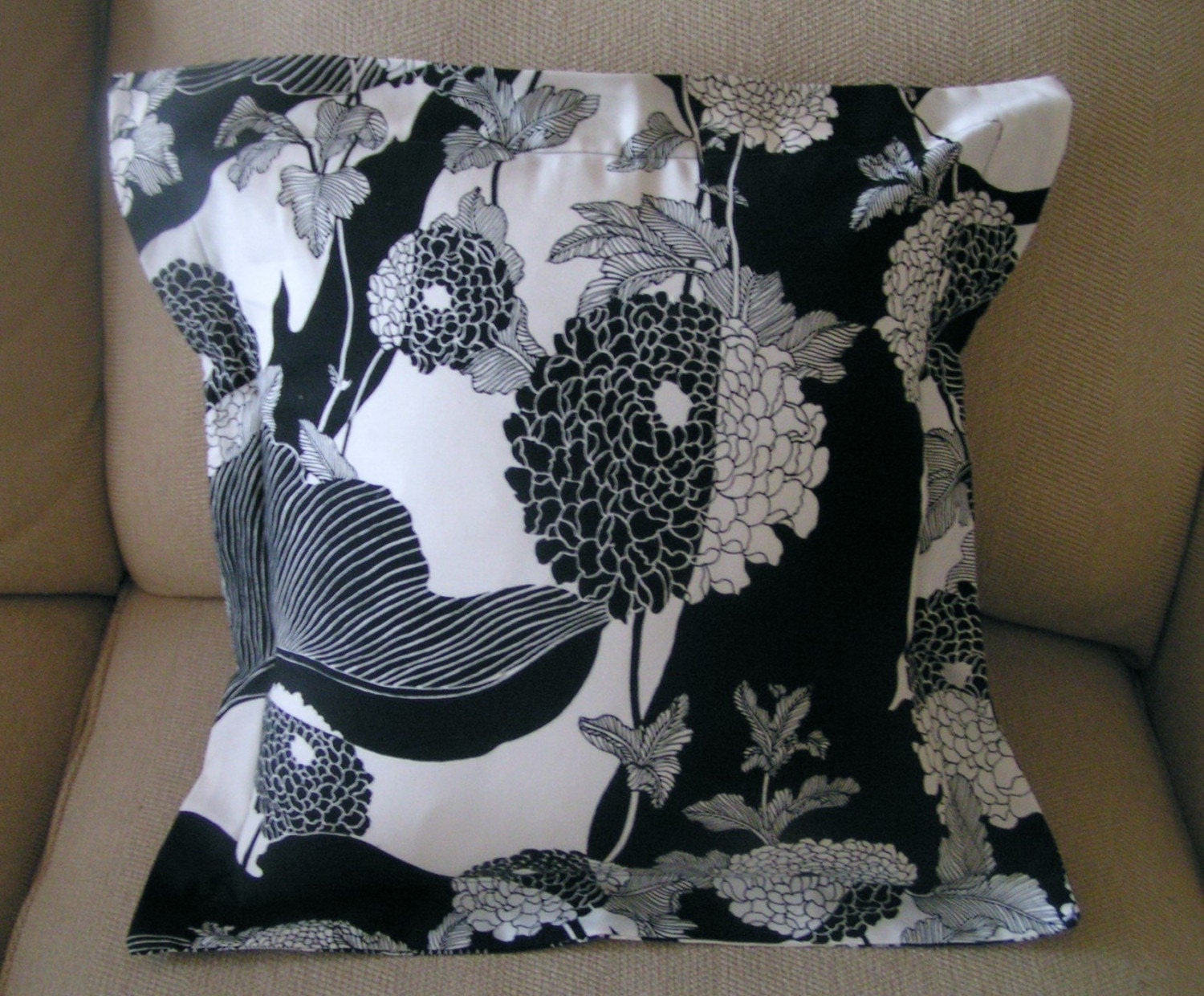 SALE Pillow Cover in Graphic Black White Floral