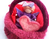 Vermont Fairies Playset--Fairy, Felt Heart, and Playsilk in Wool Pouch