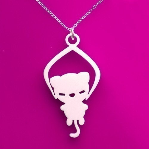 Toy Grabber - Cat Necklace White