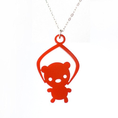 Toy Grabber Necklace Bear- Red