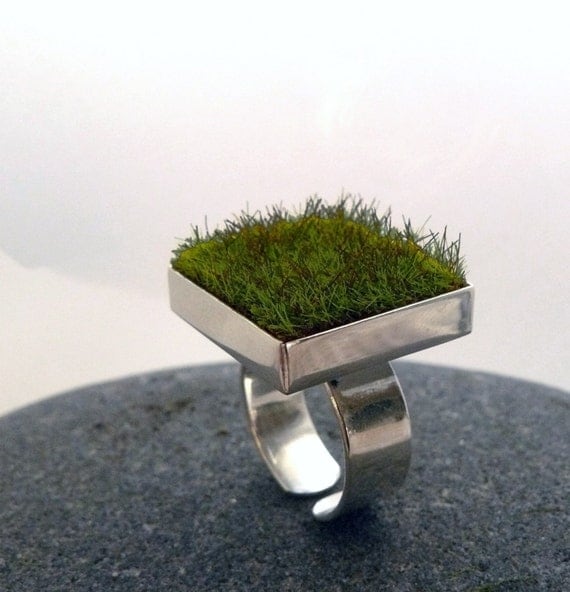RESERVED Gather, Square Moss Ring
