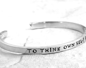 Custom Cuff Bracelet  -- Thick but Thin -- choose from upper or lowercase fonts --  put your message on the inside or outside --