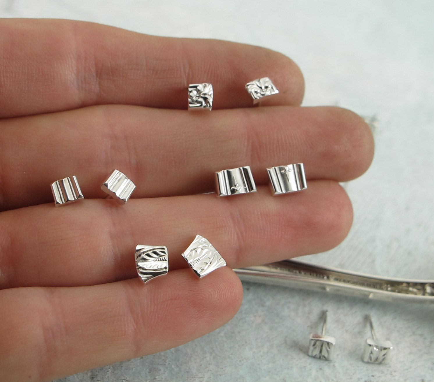 Sterling Silver Stud Earrings - Spoonies by Kathryn Riechert