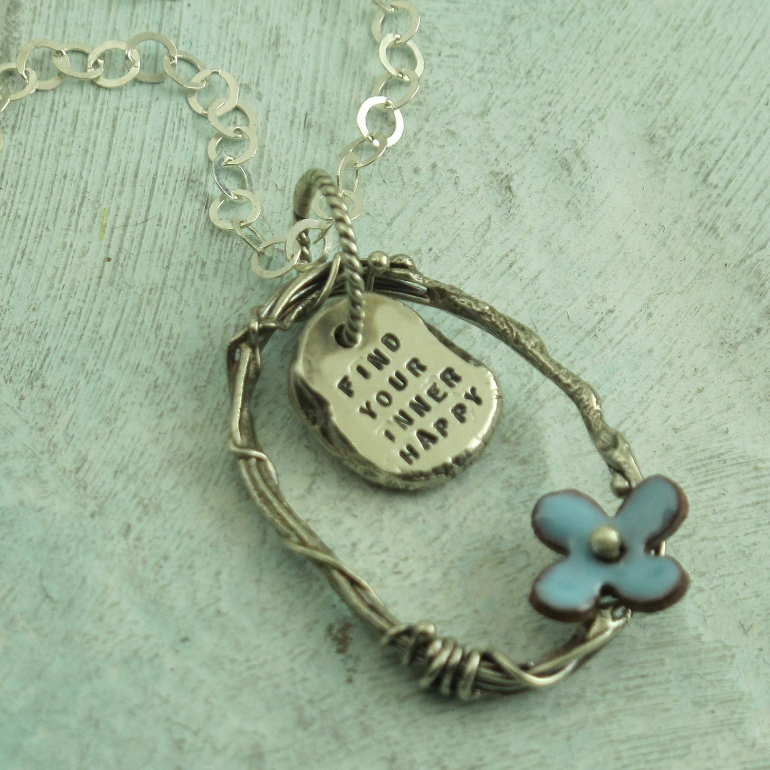 Find Your Inner Happy - in sterling silver with enameled flower by Kathryn Riechert